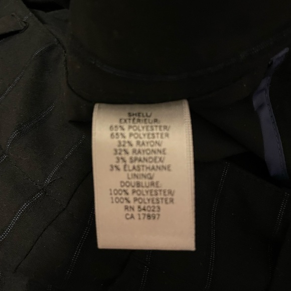 Low rise wide leg pinstripe trousers in blue and black - Picture 3 of 5